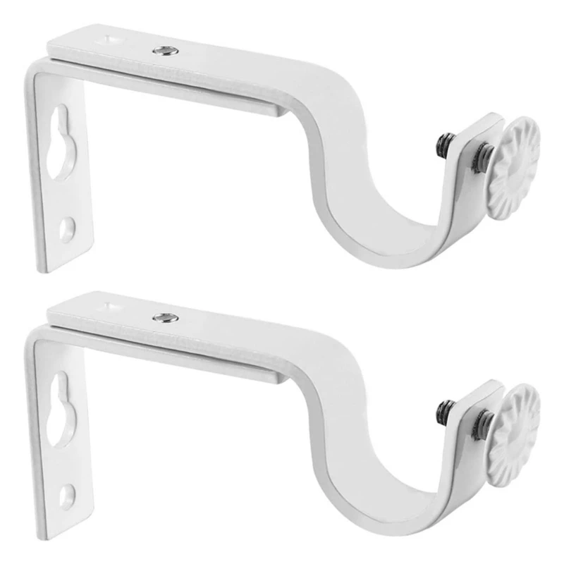 2Pcs Adjustable Curtain Rod Bracket Heavy Duty Wall Mount Curtain Rod Holders Metal Curtain Rod Wall Bracket Enduring