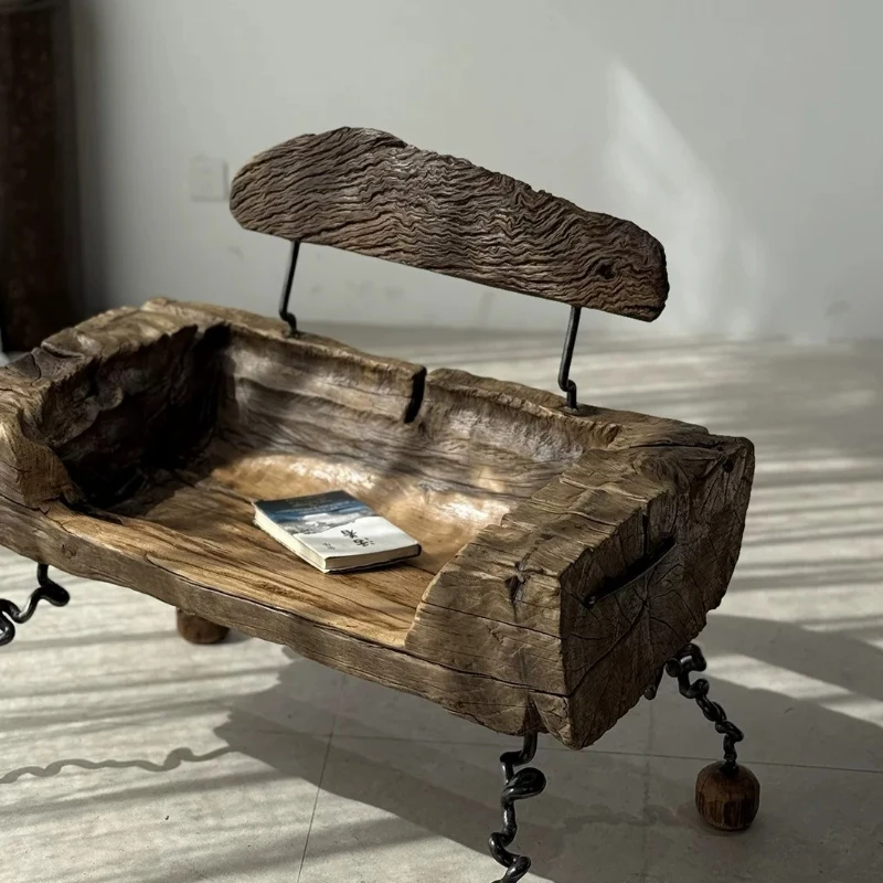 Solid wood living room master chair outdoor root carving log double stool designer chair dining table dining chair