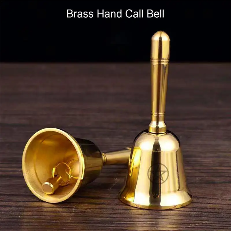 Mini Prayer Bell Gold Handle Handbells Ringing Bell for Meditation Prayer Pet Feeding Home Decoration Class Beginning Church