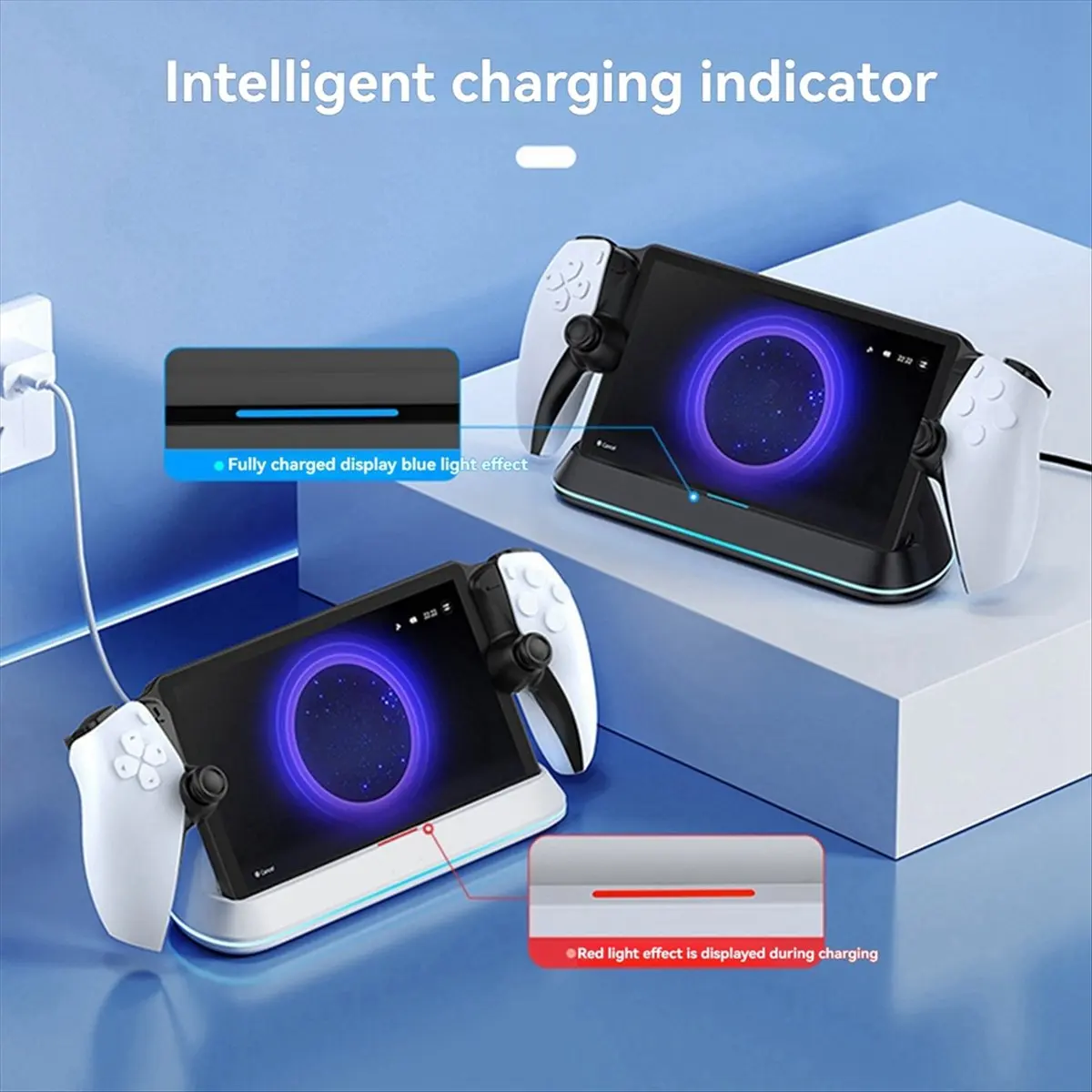 (DT37) Charging Dock for Playstation Portal Type-C Contact Triple Safety Protection Efficient Charging Station Black