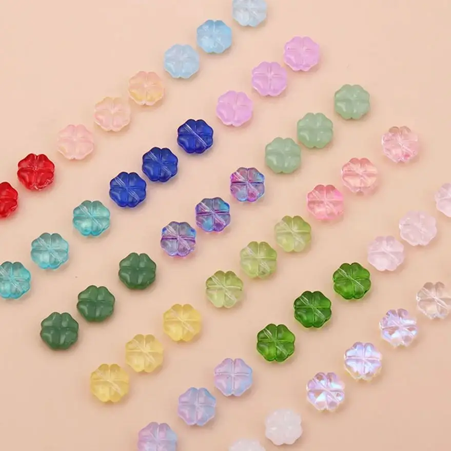 50pcs/lot 10mm Four Leaf Clover Lampwork Beads For Jewelry Making Loose Glass Beads DIY Bracelet Necklace Accessories Wholesale