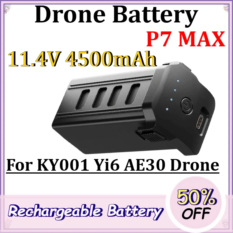 P7 MAX 11.4V 4500mAh Drone Battery for KY001 Yi6 AE30 Drone Replacement Rechargeable Lithium Battery Drone Accessories