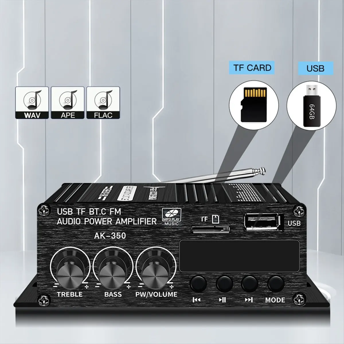 

(A23G) Новый усилитель звука AK-350 класса AB для дома, цифровой Bluetooth-усилитель, автомобильный 2-канальный Hi-Fi стереоусилитель
