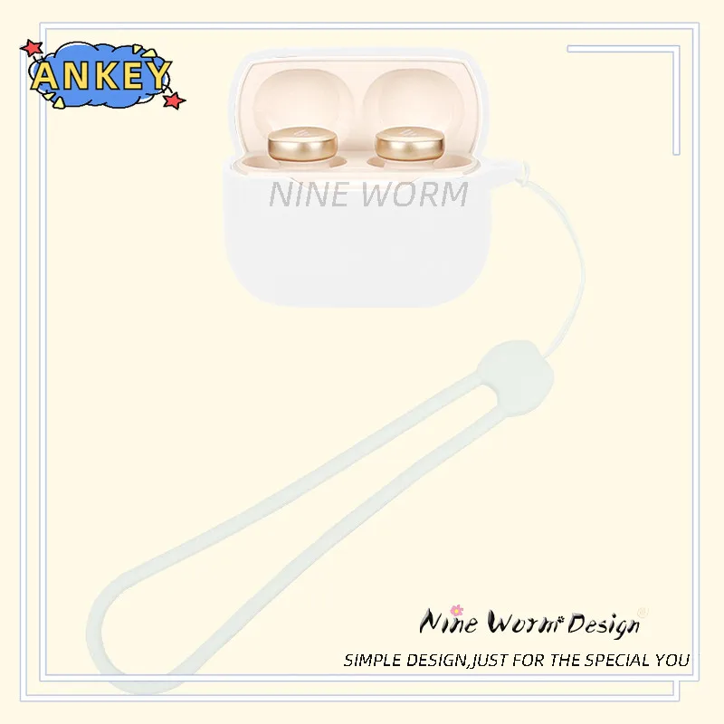 for 1MORE Q21 Case Earphones Premium Silicone Cover Shockproof Accessible Charging Port With nylon rope