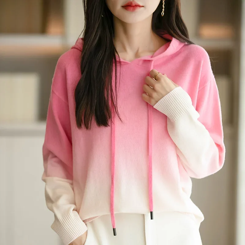 Hooded Collar Sweater Outwear Fine Wool Thickening Pullover Autumn Winter Bottoming Casual Warm Knitting Tops MT4