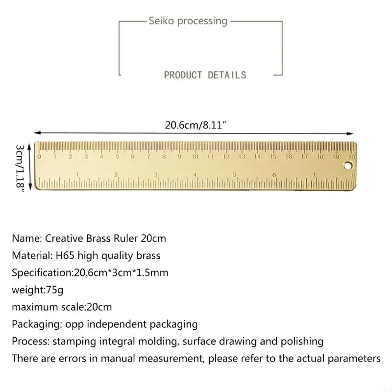 Công cụ đo nhựa của U4LA Brass Ruler Straigh
