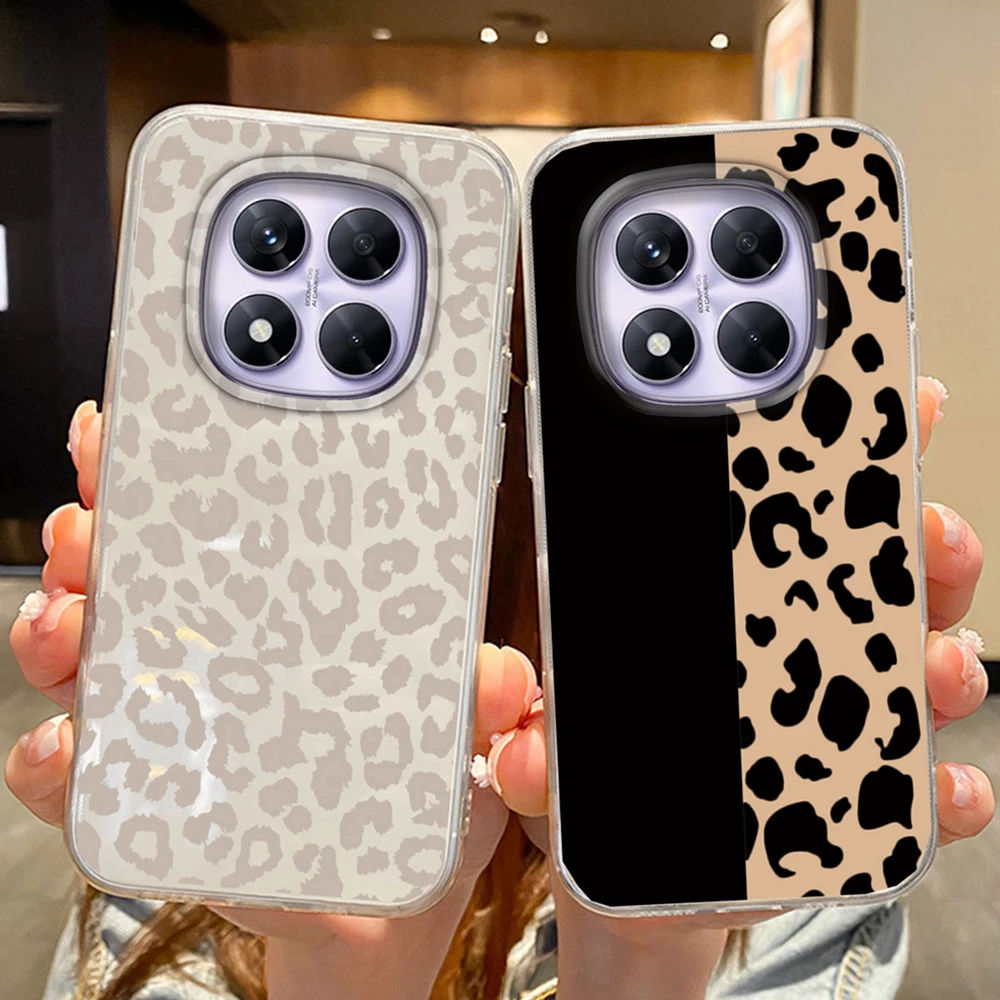 Coque de téléphone pour Xiaomi Redmi Note 15 Pro 15 5G 15C 4G, antichoc, transparente, protection de l'appareil photo, motif léopard coloré