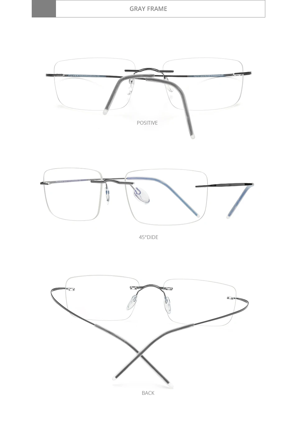FONEX Randlose Titanbrille für Herren, Markendesign, rahmenlose Brillen für Damen, hochwertige, ultraleichte japanische Brillen 85707 – Detail 10