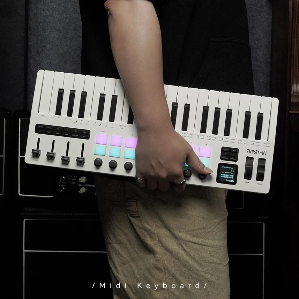 37 Key MIDI Keyboard Synthesizer Rechargeable Portable Making Electronic Music Arrangements Live Performance Keyboard Instrument