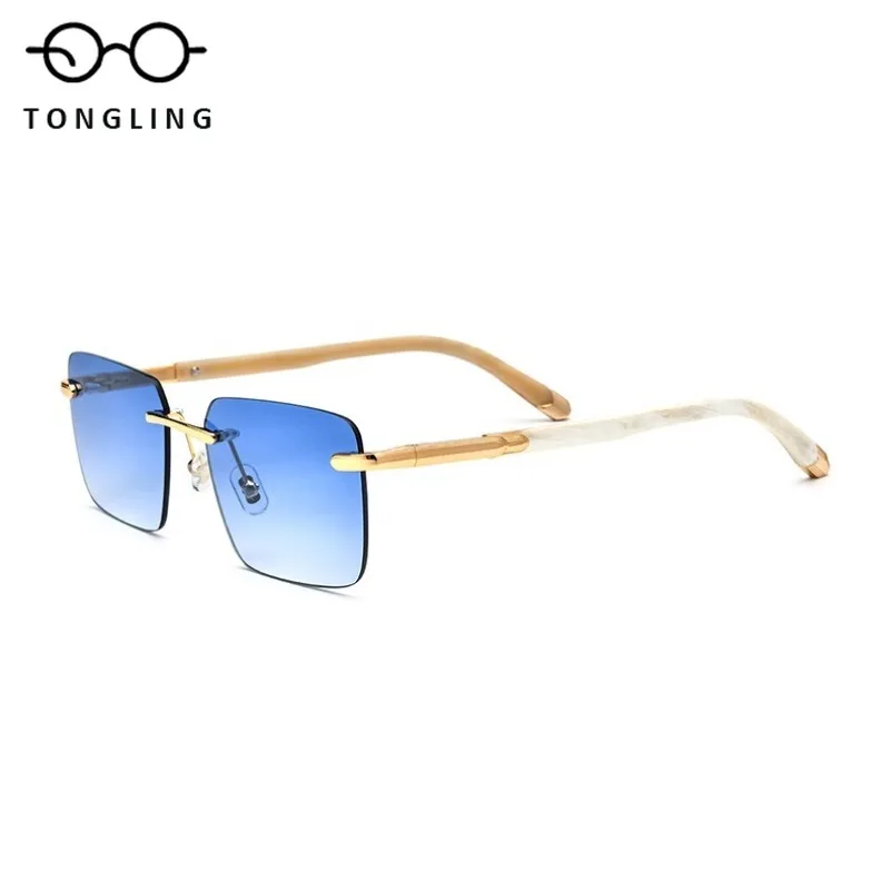 2025 New High-Quality Men Precious White Buffalo Horn Legs High-End UV-Protective Sunglasses Available With Prescription Lenses