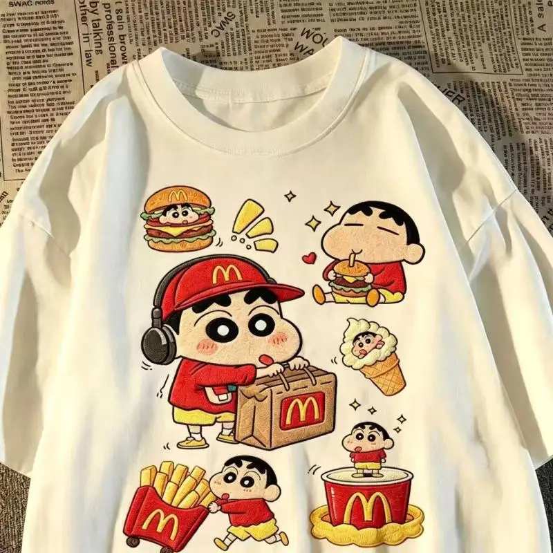 Japanese Cute Crayon Shin-Chan Cotton T-Shirt for Women and Men Loose Summer Short Sleeve Couples Leisure Half Sleeve Tops Gift