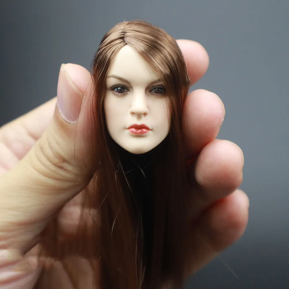 

New Arrival 1/6 Sexy Beauty Female Head Sculpture with Brown Hair Model Fit 12" TBL PH DAM Action Body Collect