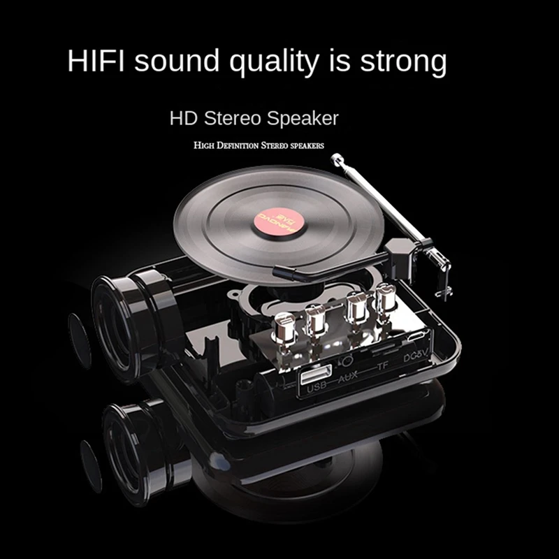 Rise-manovo-ビニールレコードプレーヤースピーカー,USB, Bluetooth v5.0,レトロポータブルスピーカー,TFカード,Uディスク,AUX再生