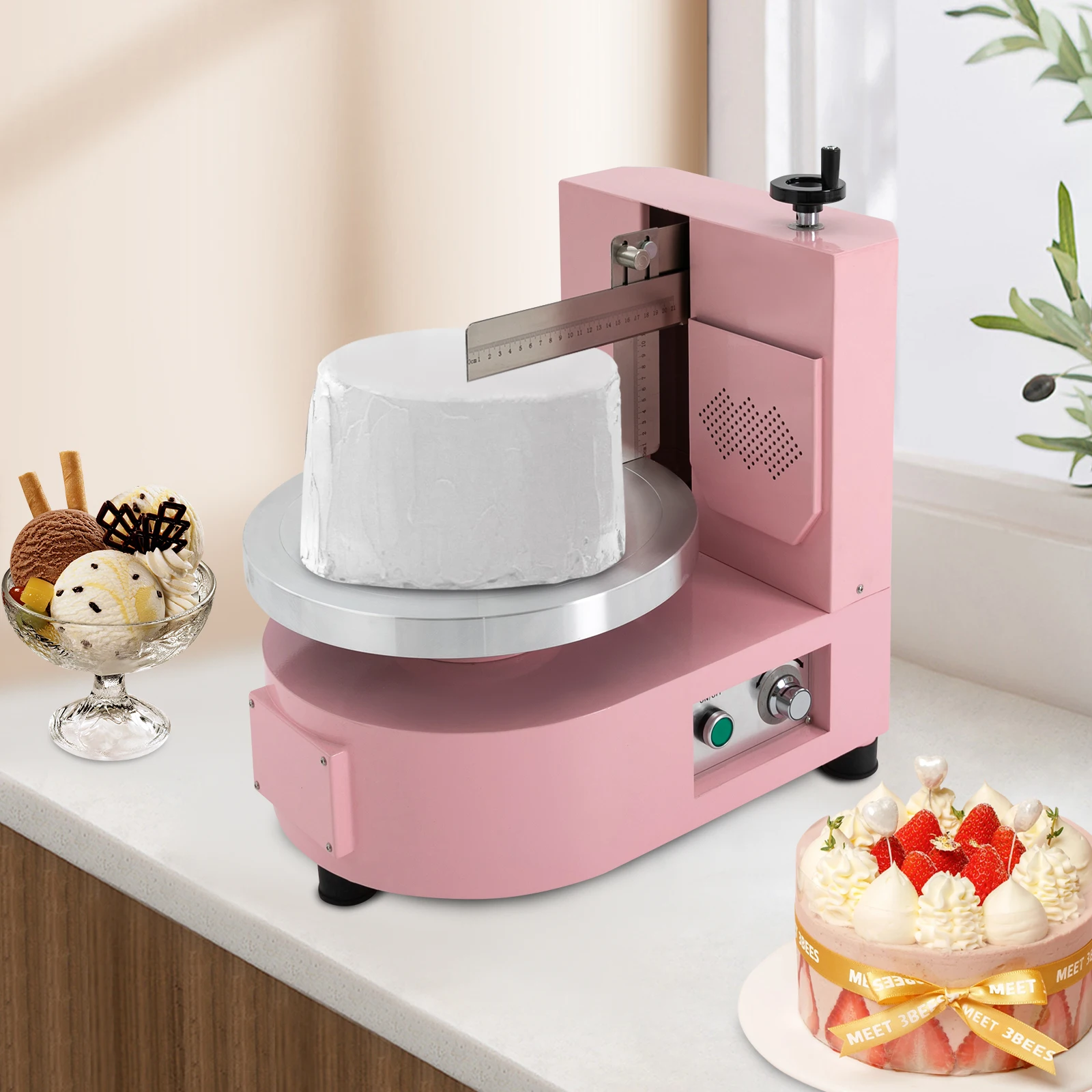 

Автоматическая машина для разбрасывания крема для торта, регулируемая машина для разглаживания краев, вращающаяся машина для нанесения покрытия для украшения торта на день рождения 110 В