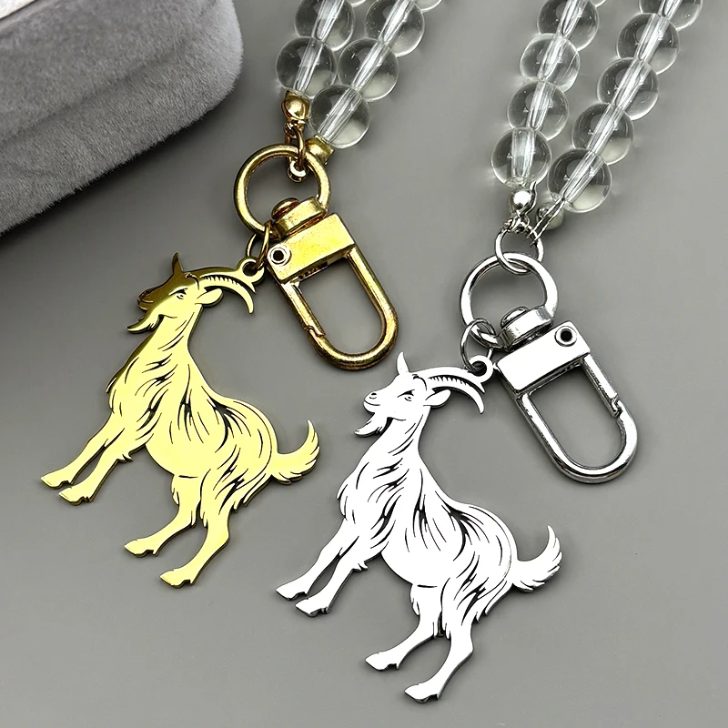 Nette Ziege Tier Schlüsselring Für Frauen Männer Edelstahl Gold Silber Farbe Männliche Mode Schafe Tasche Anhänger Schmuck Geschenke – Detail 4