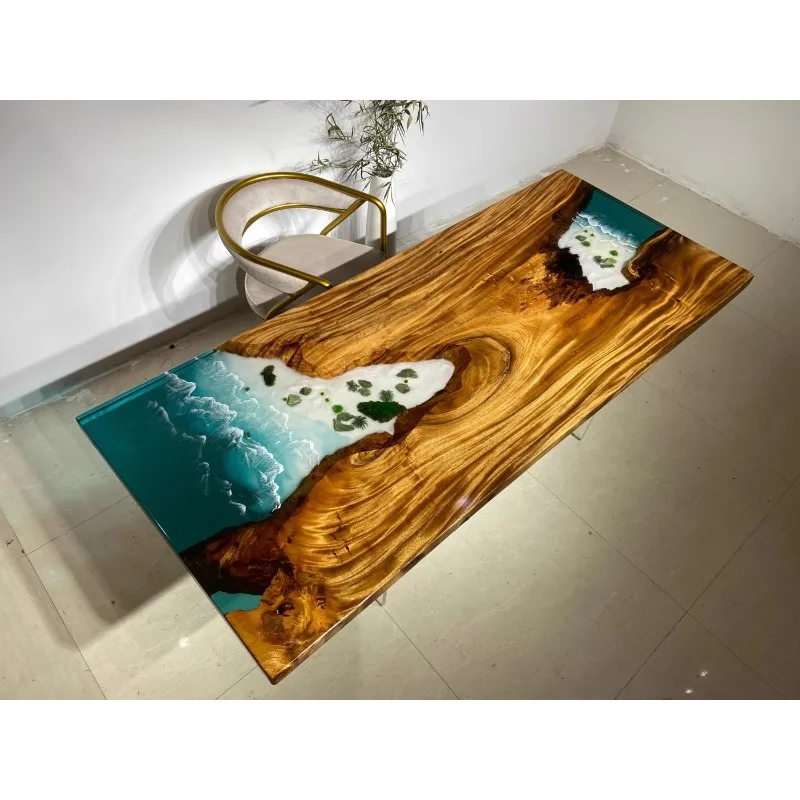 

Nightglow Walnut Wave Island Resin Table 200-84.5-4.5