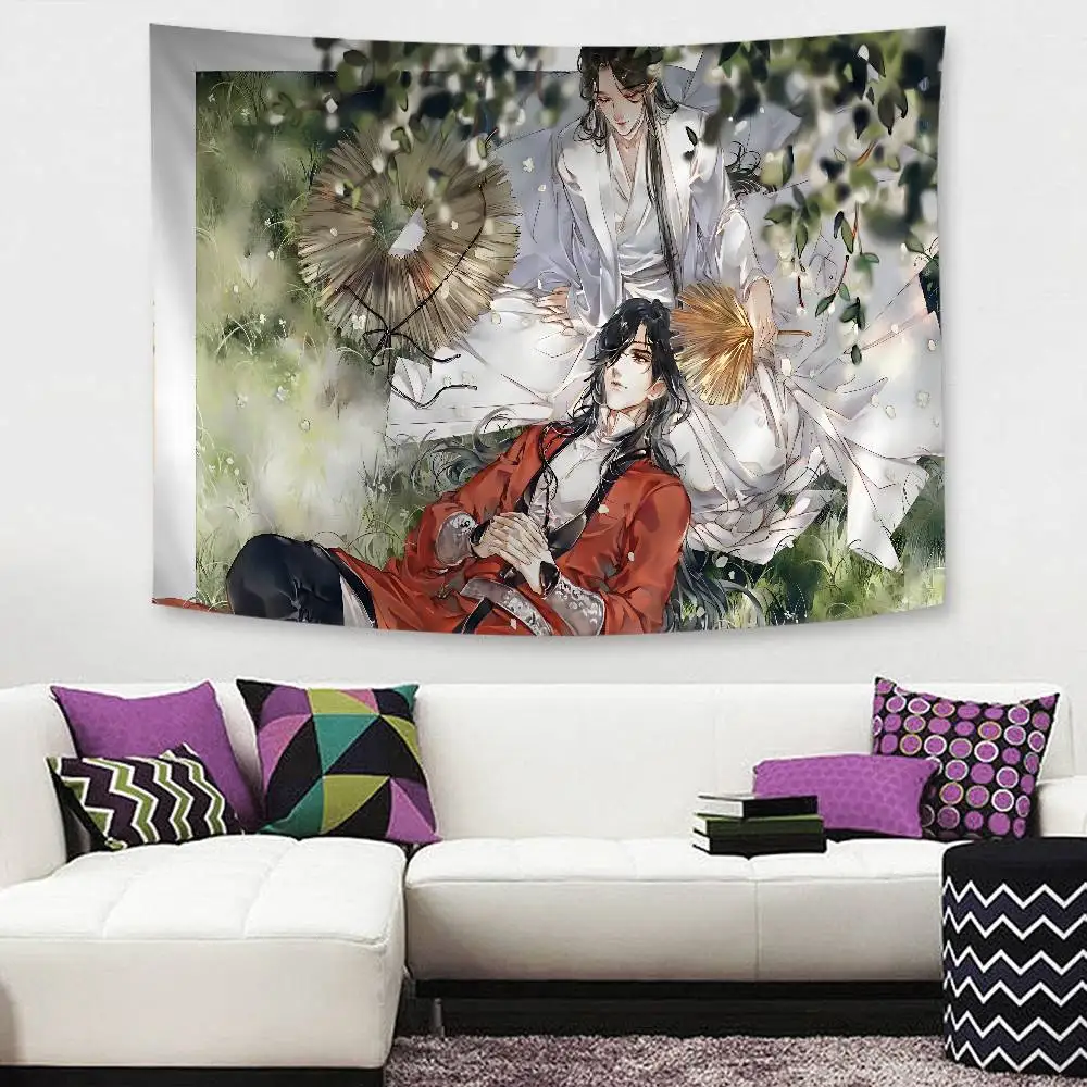 Anime Heaven Officials Blessing Tapestry Art Printing Japanese Wall Tapestry Anime Wall Hanging Home Decor