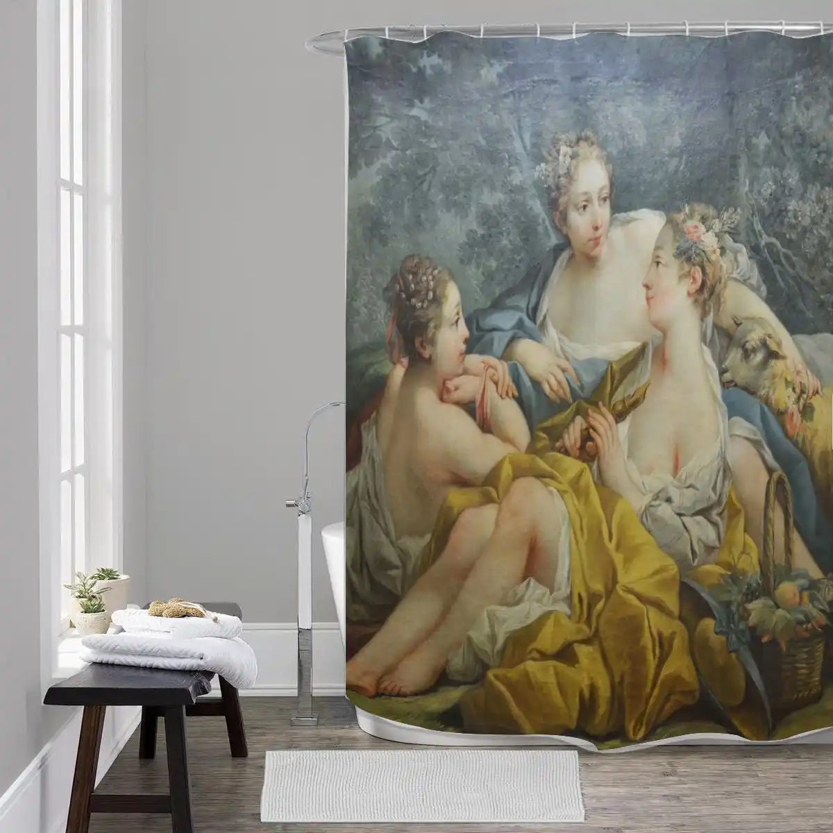 Vintage Classical Art Shower Curtain Bathroom Decor Renaissance Style Painting for Master Bathroom Shower Curtain