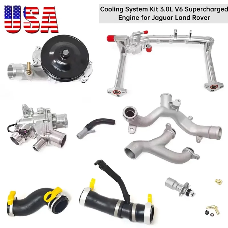 3.0 V6 Engine with Sensor Kit Cooling System Upgrade Kit For F-Pace F-Type XJR XF XJ For Jaguar Range Rover Sport For Land Rover LR4 Supercharged LR092992 LR090630 AJ813917 AJ813865 C2Z18615 LR069809 LR090630 LR010801 C2D20660