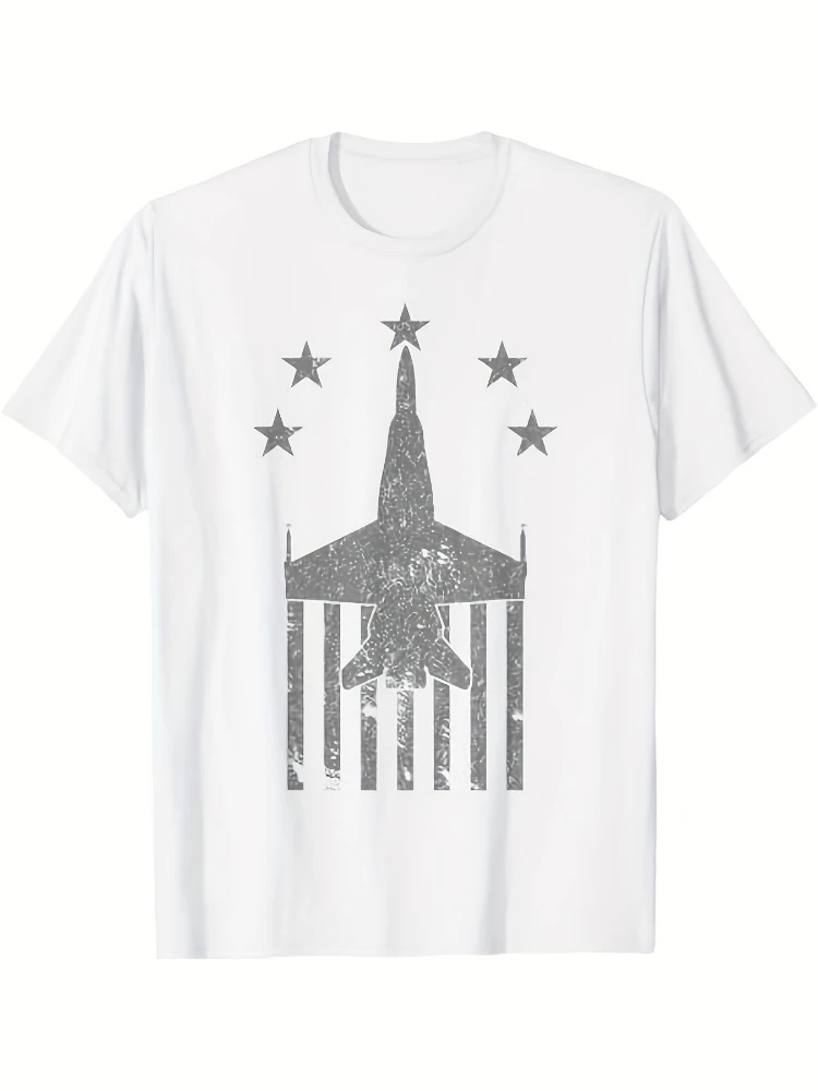 F-18 Hornet/Super Hornet Jet Fighter with Navy Insignia,Stars& Bars Design-100% cotton O-neck casual printed men's T-shirt.