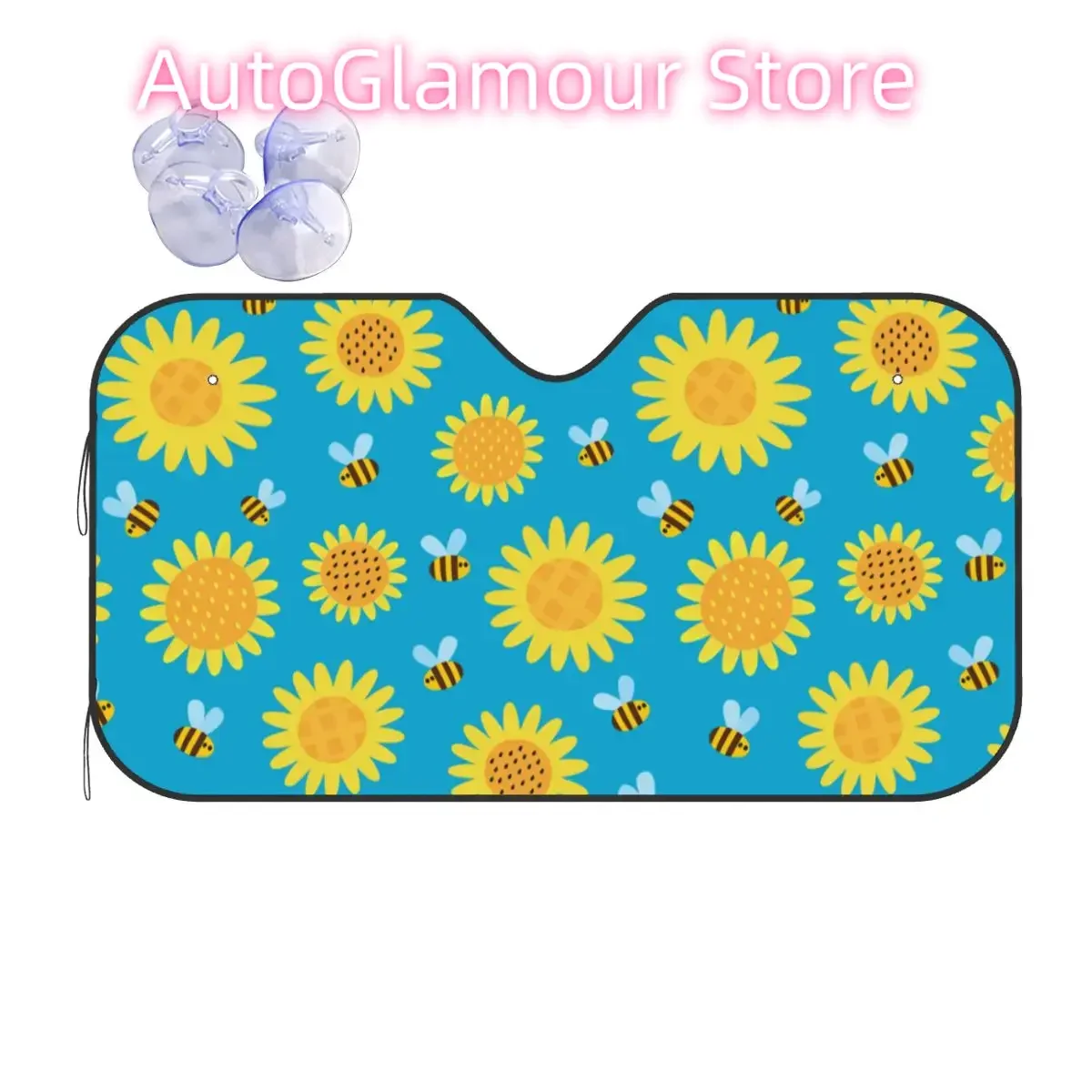 Bee Insect Sunflower Windshield Sunshade Creative Car Front Window Visor 76x140cm Car Sunshade Ice Shield Dust Protection