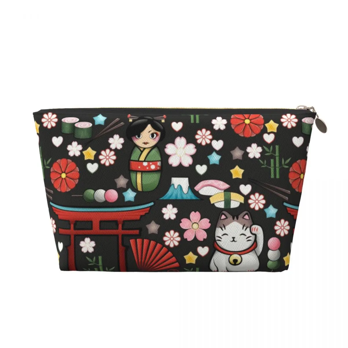 Custom Travel Kawaii Maneki Neko Lucky Cat Toiletry Bag Japanese Geisha Cosmetic Makeup Organizer Beauty Storage Dopp Kit Box