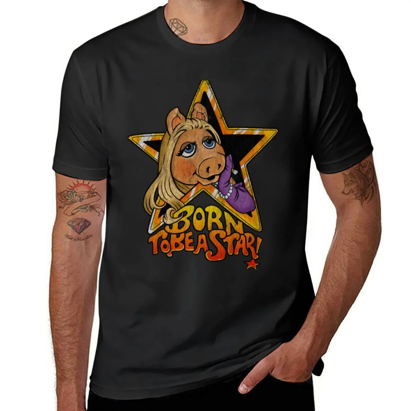 Vintage Miss Piggy T-Shirt tees anime clothes plus sizes Short sleeve tee t shirts for men graphic