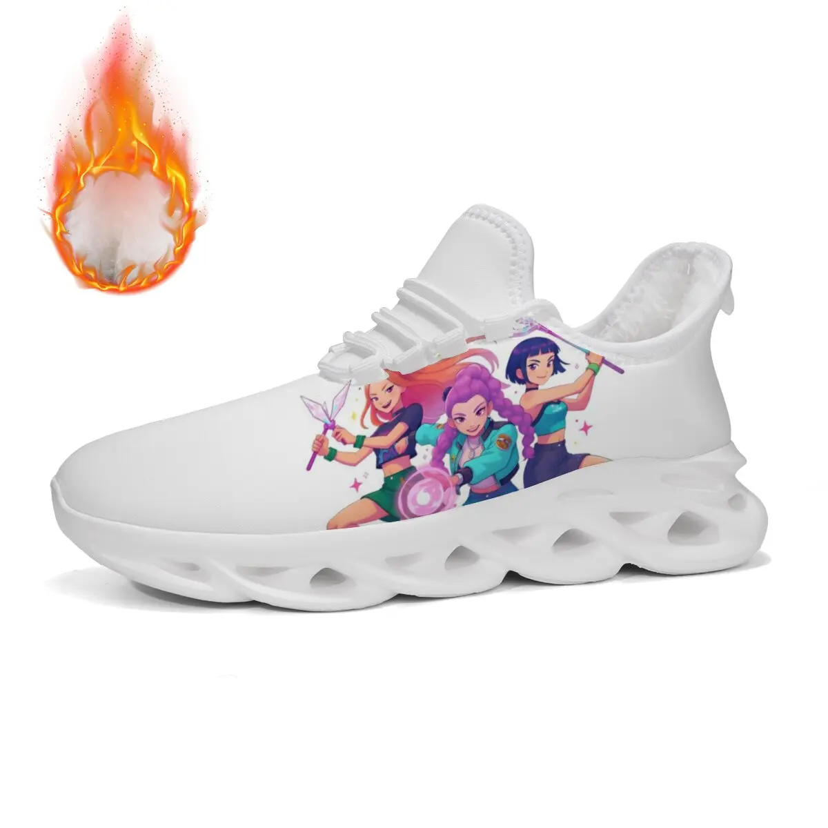 

Men's Running Shoes Outdoor Fleece Lined White Running Shoes with Cartoon Magic Girls Breathable Non-Slip Sneakers