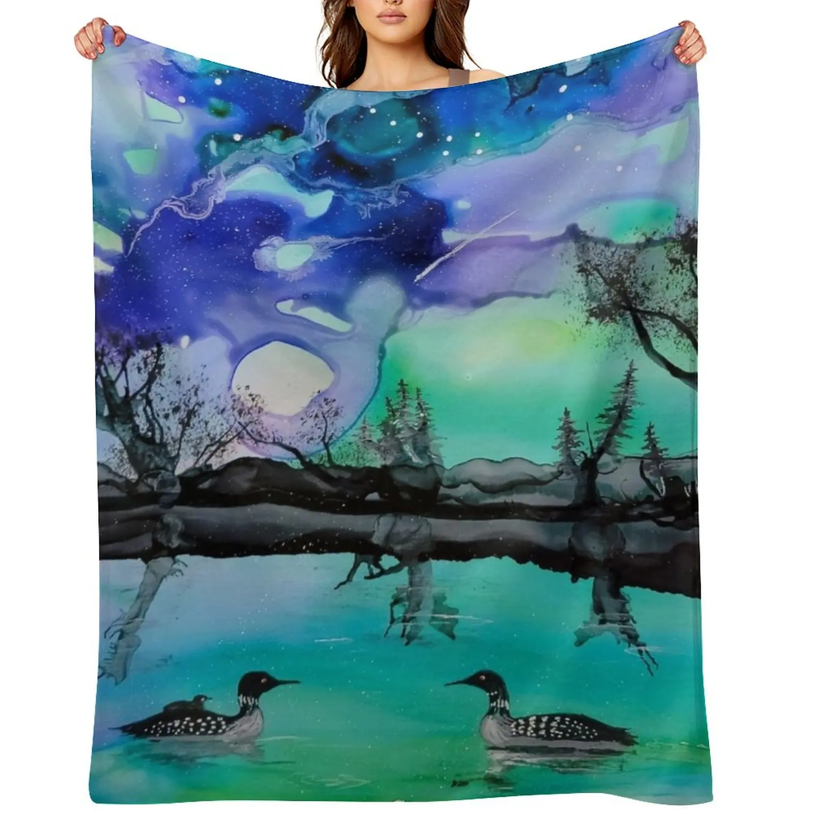 

Loonacy in Blue Throw Blanket Polar Hairy Thermals For Travel warm winter Blankets