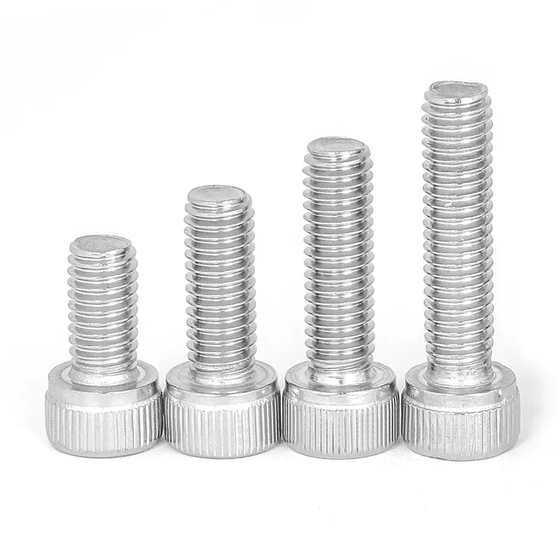 304 Stainless Steel Extended Bolt Cylindrical Head Hexagon Socket Screw Knurled Cup Head Parafuso M1.4 M1.6 M1.8 M2 M2.5 Vis