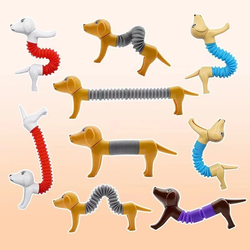 Novelty Spring Dog Pop Tubes Sensory Toy Stress Relieve Bellows Toys for Adult Kids Anti-stress Squeeze Toys Gifts