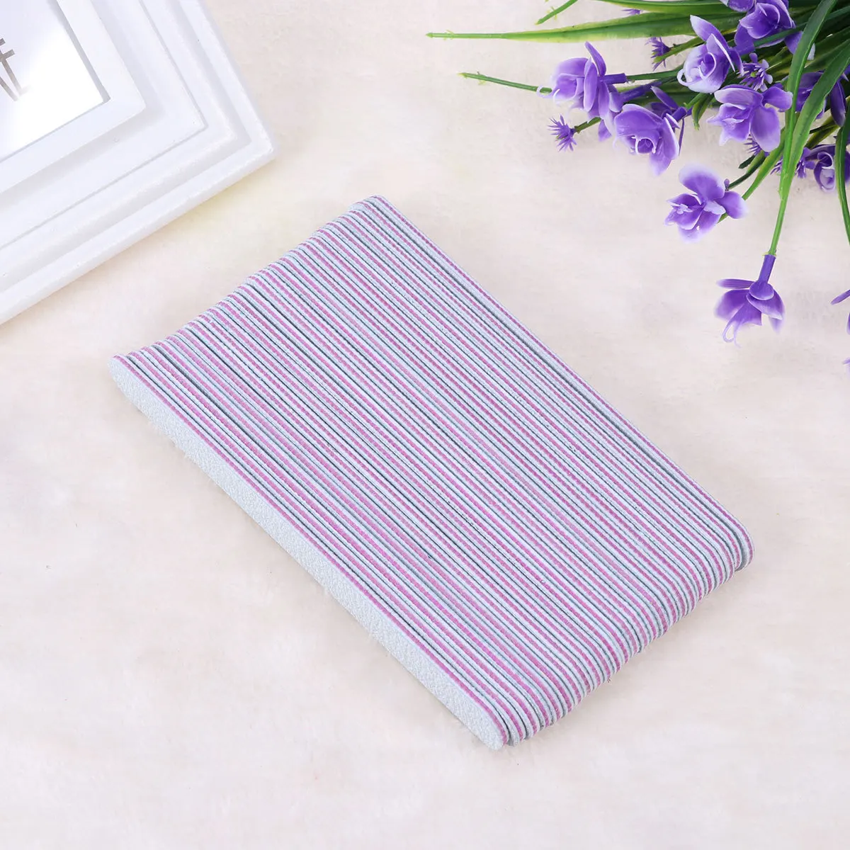 25개입 프로스티드 네일 파일 폴리쉬드 바 매니큐어 도구 여성용 매끄러운 모양 자연스러운 인조 손톱 연장