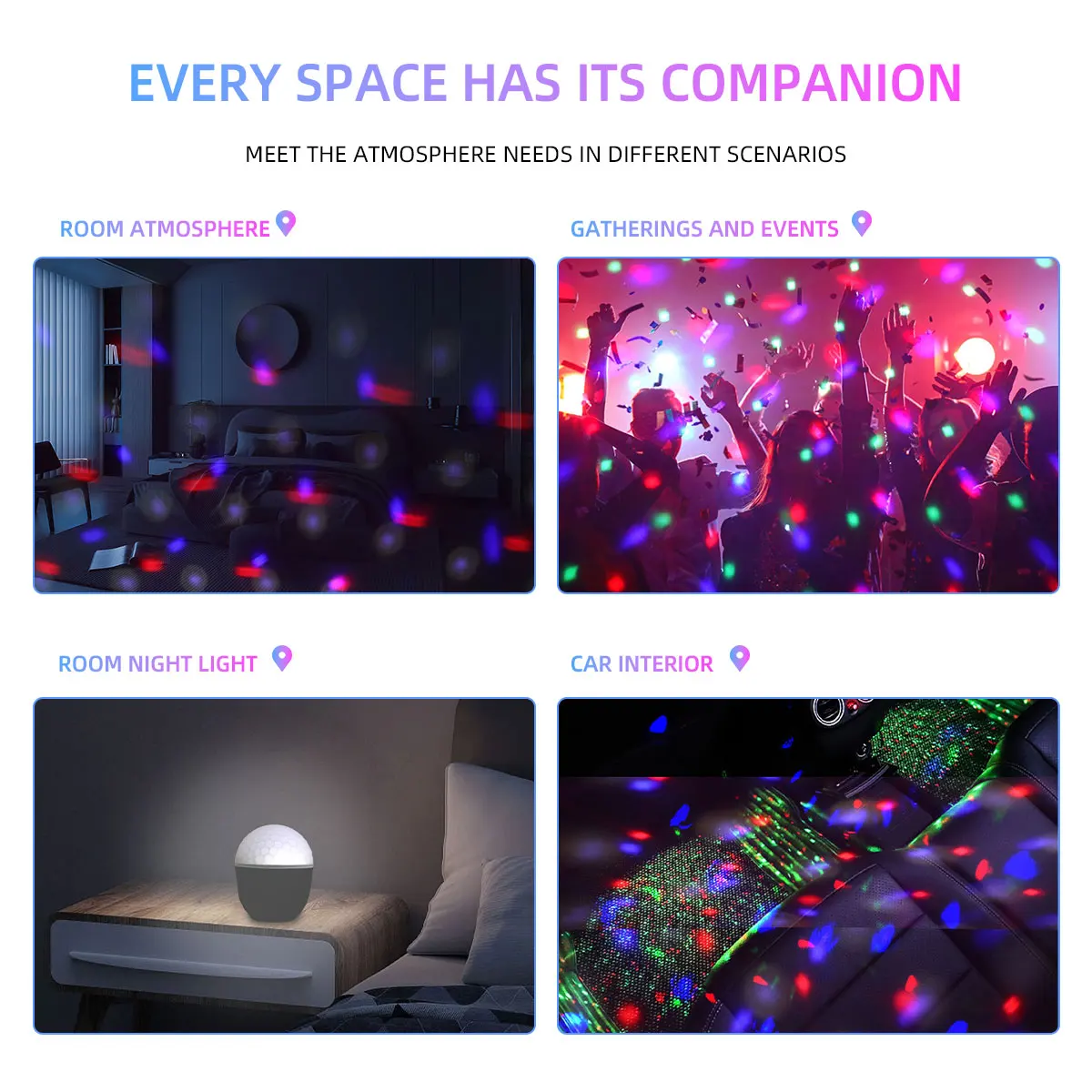 USB LED DJ Ball música ritmo luz RGB proyector giratorio fiesta luces decorativas para regalo de Navidad fiesta dormitorio