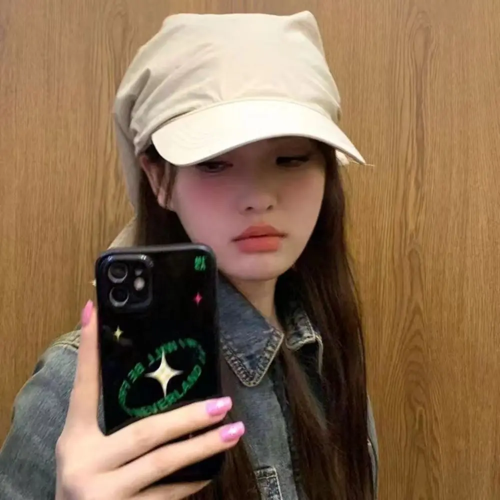 Solid Color Headscarf Baseball Cap Korean Style Jennie Same Style Sunscreen Beach Hats Nylon Baseball Hat Peaked Cap Sports