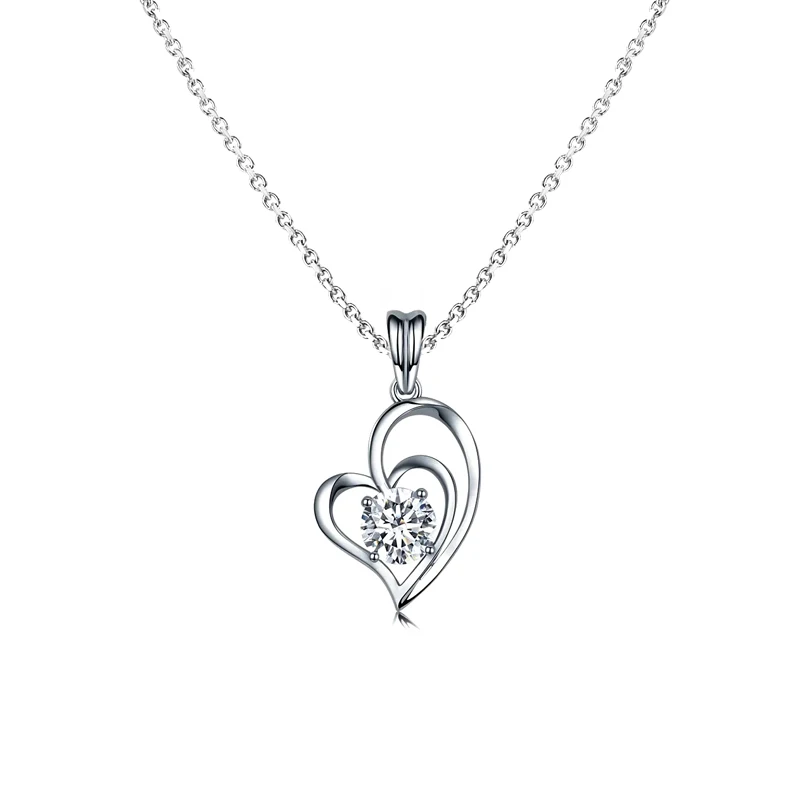 

Provence 1.2ct Round Moissanite Diamond 18K White Gold Necklace Heart Pendant For Woman Wedding Fine Jewelry Anniversary Gift