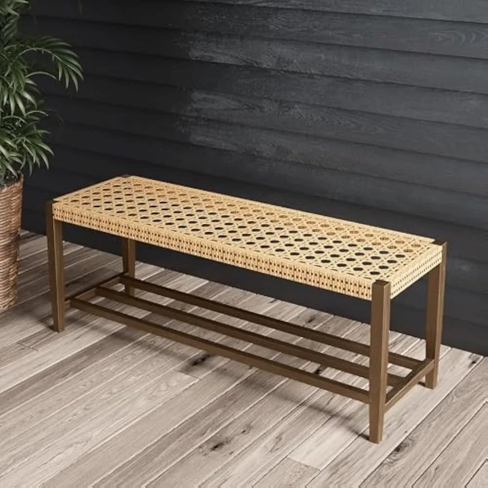 

​​"Outdoor Wicker Storage Bench - 2-Seat Patio Bench for Garden, Porch, Living Room & Bedroom"​
