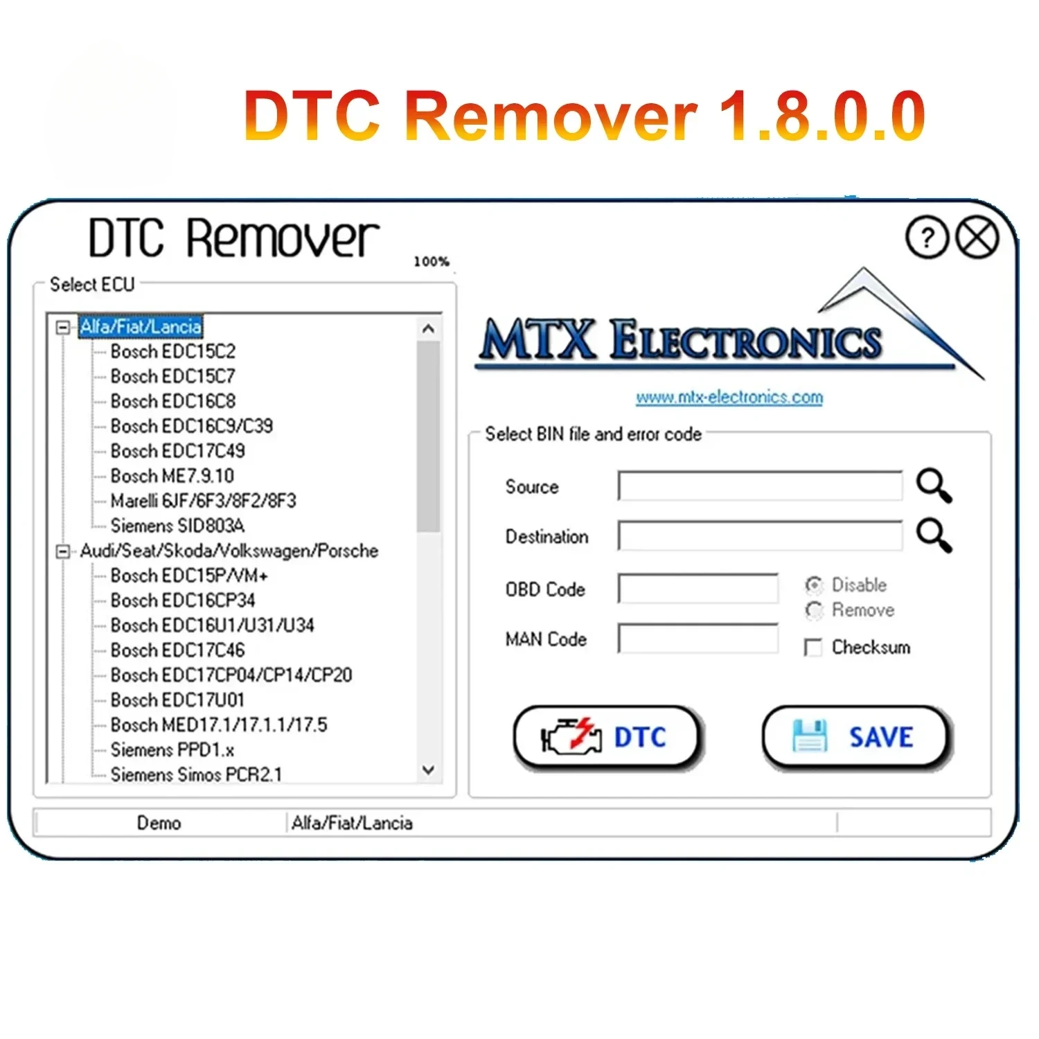 Средство для удаления DTC 1.8.0.0 для KESS KTAG FGTECH OBD2 ECU Chip Tuning Software Полный MTX DTC Remover