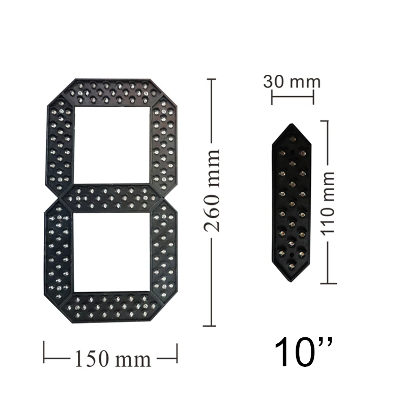 4pcs/lot 10'' Outdoor 7 Seven Segment LED Display Digital Number Module