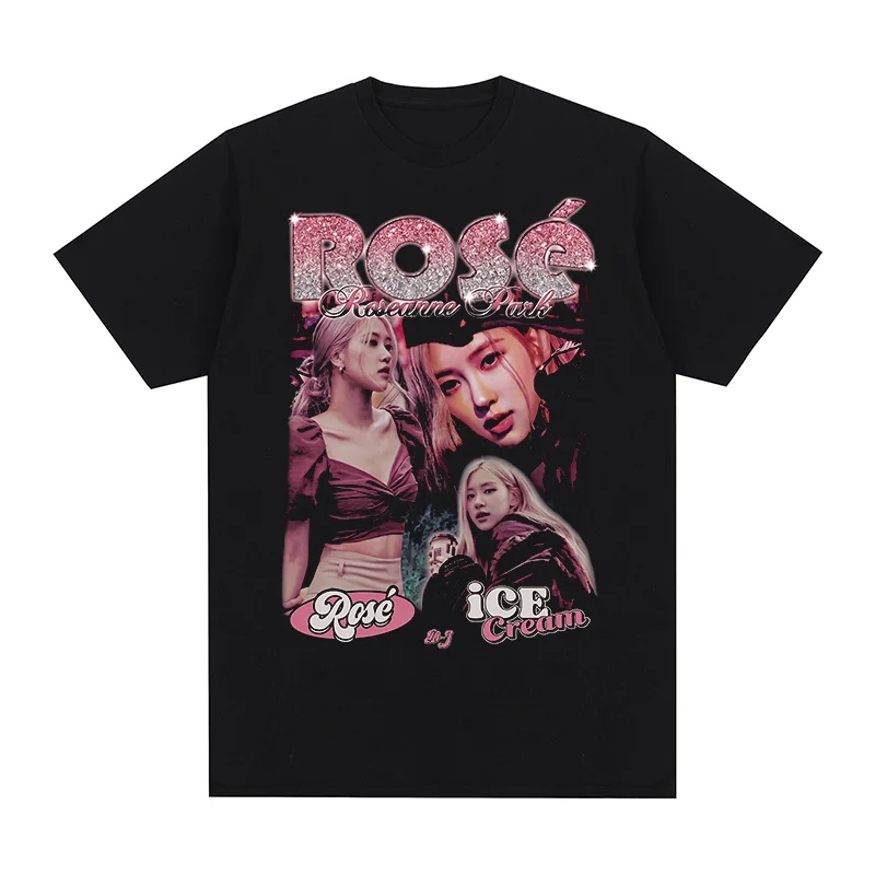 Rosé New Album Vintage T-shirt Clothing Harajuku Y2k Graphic Clothes Cotton Men T shirt New TEE TSHIRT Womens tops