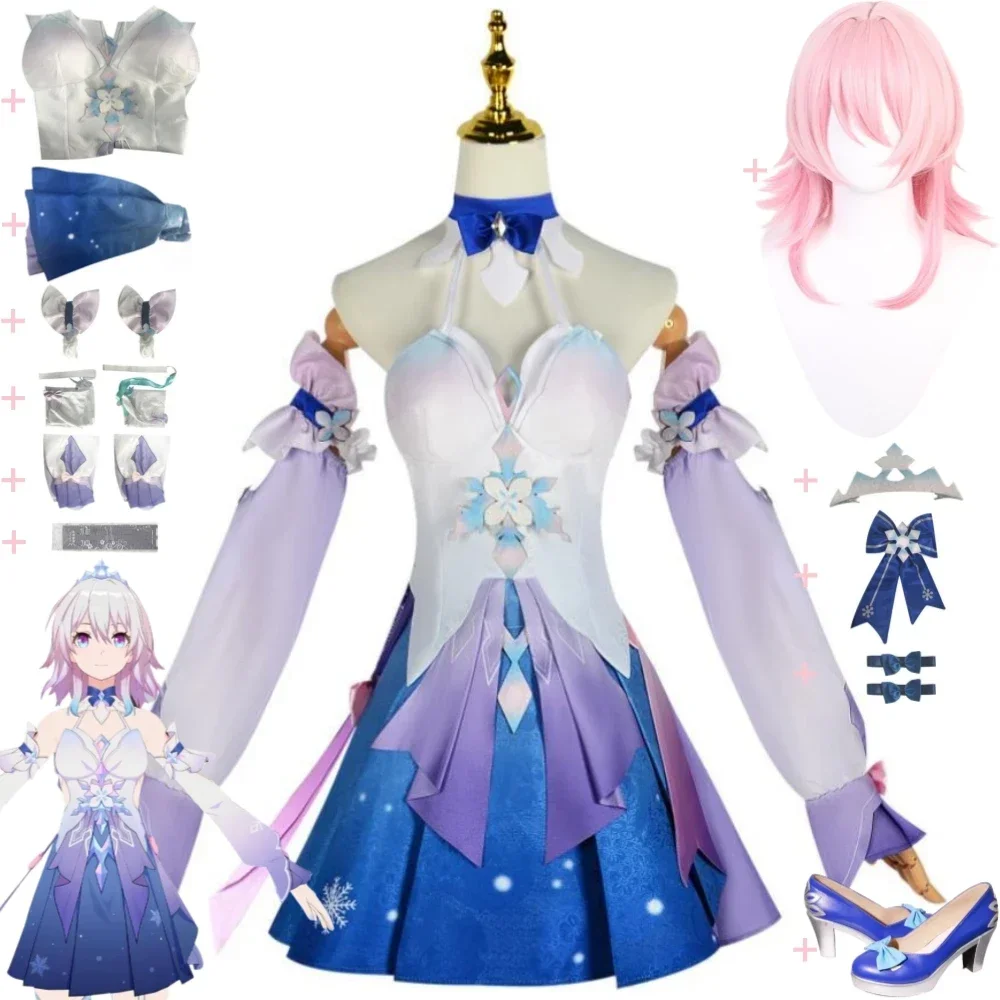 Game Honkai: Star Rail March 7th Mar. 7th Cosplay Costume Wig Anime Astral Express New Skin Sexy Woman Dress Halloween Suit