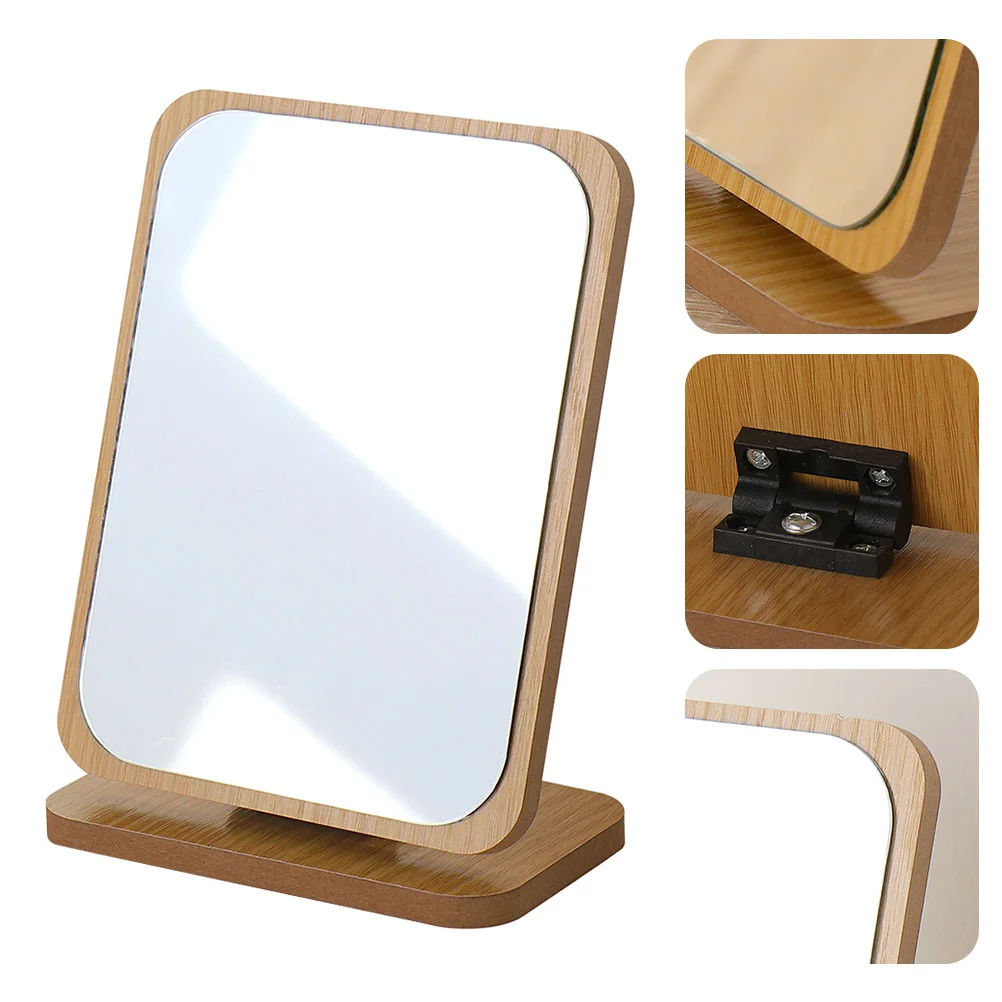 Vanity Mirror Dressers Tabletop Home Students Makeup Movable Wooden Desktop