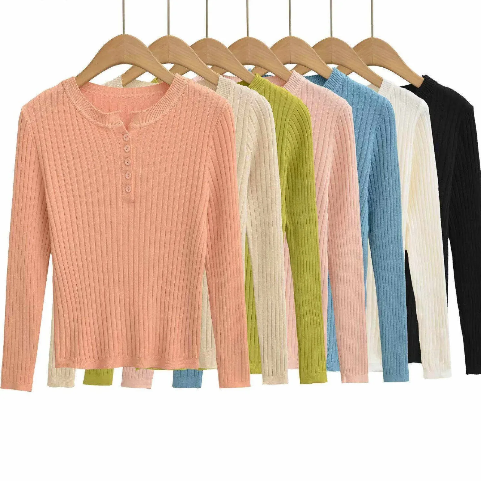 2026 Solid Color Long Sleeve Knit Sweater Korean Sexy O-Neck Women Pullover Women Unique Design Slim Fit Versatile Basic Top