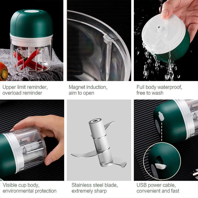 전기 음식 마늘 야채 다지기 고추 고기 생강 다지기 USB 미니 충전 블렌더, 주방 가제트