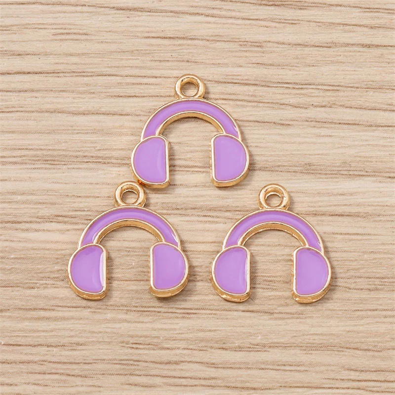10 Stück 14x14mm Niedliche Emaille-Musik-Kopfhörer-Anhänger für Schmuckherstellung, Ohrringe, Halsketten, DIY-Bastelzubehör – Detail 6