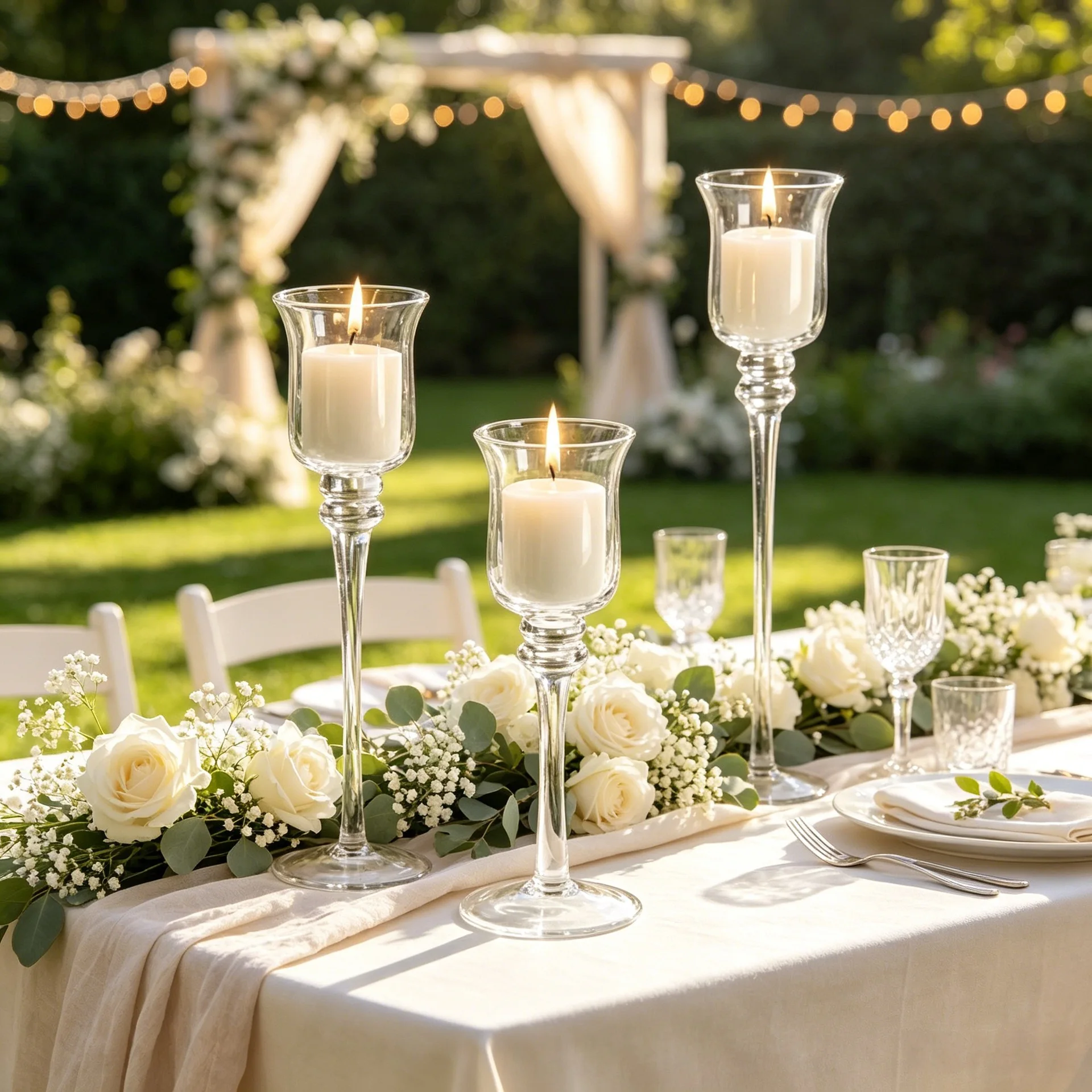 Tall Glass Candle Holder Vase Outdoor Wedding Party Centerpiece Romantic Table Decor For Garden Banquet Hotel Home