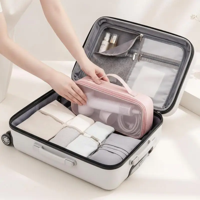 Large Capacity Hair Dryer Carrying Case Waterproof Storage Bag for Curling Iron Straightener Hair Tools with Clear Window