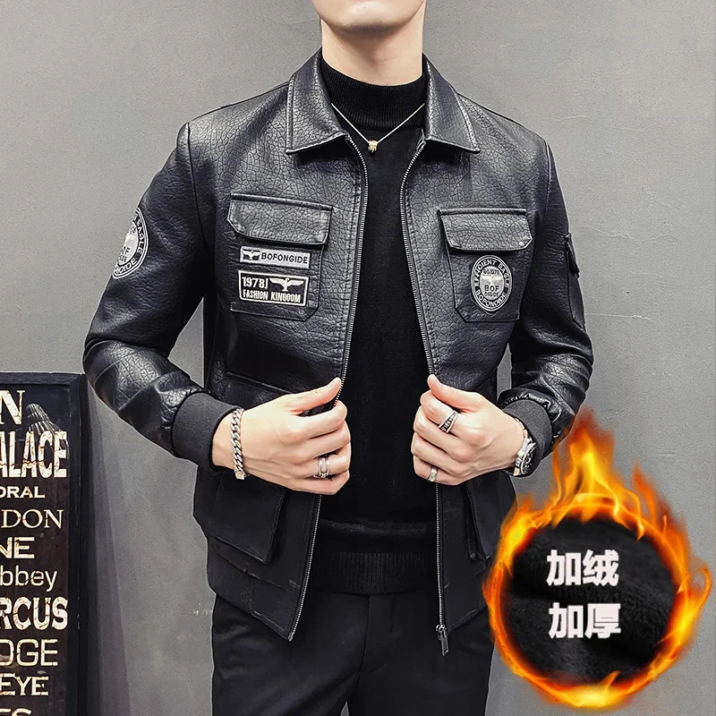 2024 New Men's Leather Jackets Autumn Winter Casual Motorcycle PU Jacket Biker Coats Brand Clothing Plus size M-5XL