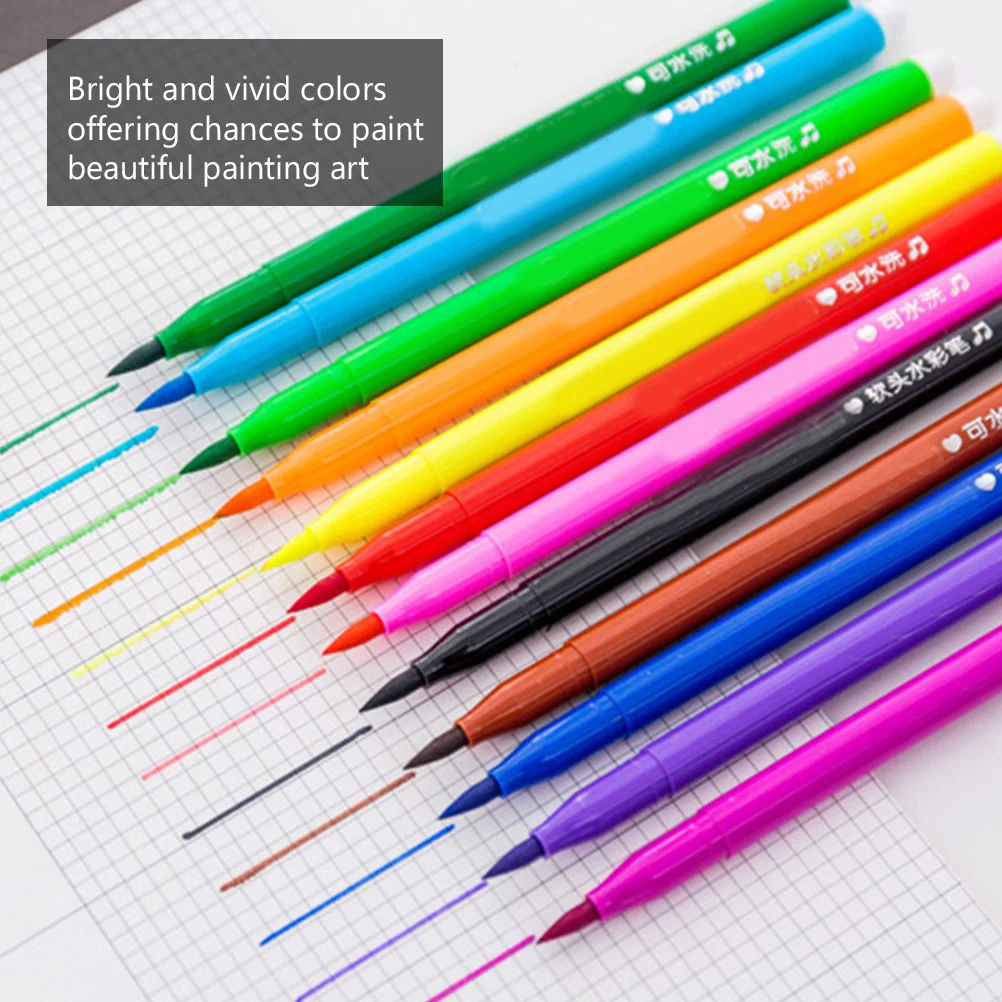 

1Set 18 Colors Washable Watercolor Pen Bright Vivid Non Fading Durable for Painting Art Water Color Pen Washable Color Marker