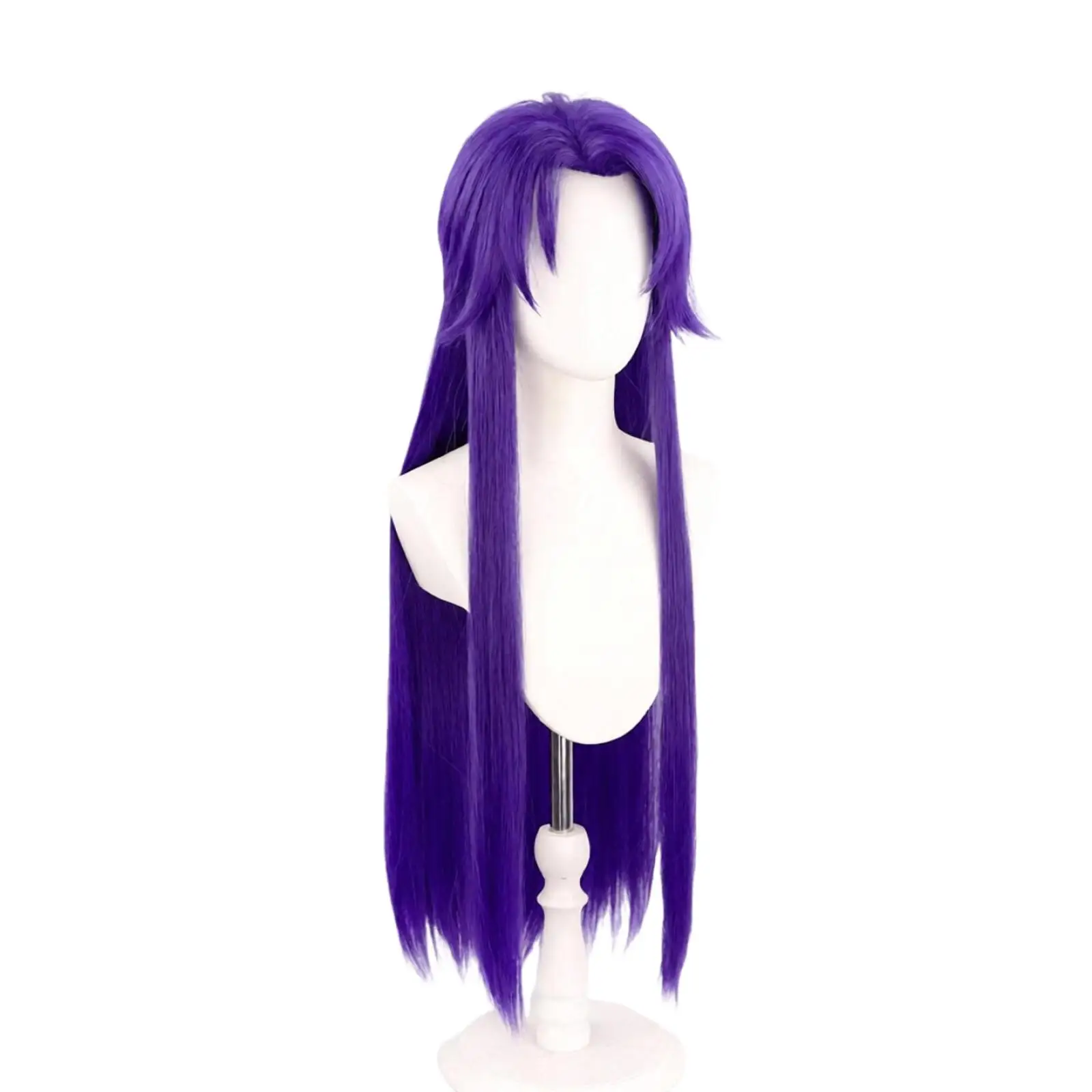 Jester Dark Purple Cosplay Wig Game Men Long Straight Synthetic Hair Wig Heat Resistant Halloween Costume Accessory