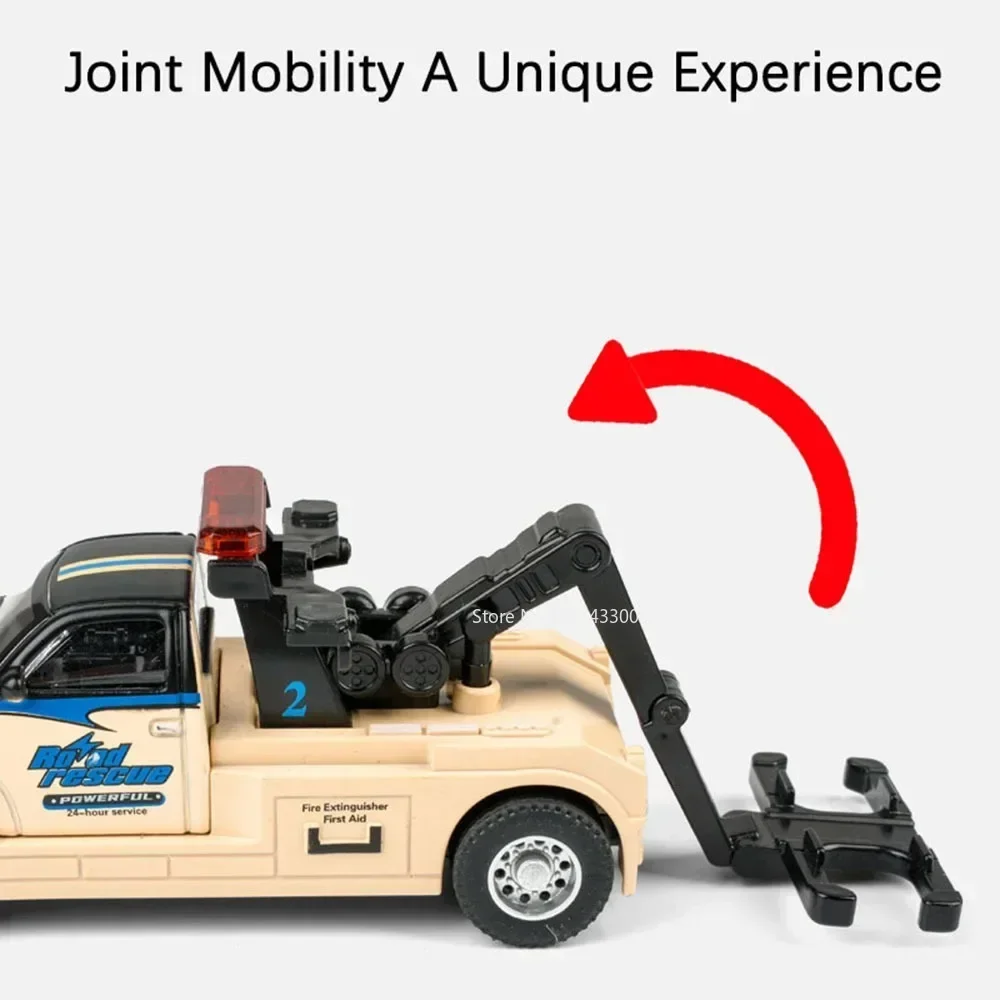 Modèle de remorque en alliage, conteneur échelle 1:64, voiture jouet en métal moulé sous pression, Joint mobile, véhicules d'ingénierie de sauvetage, cadeaux pour enfants